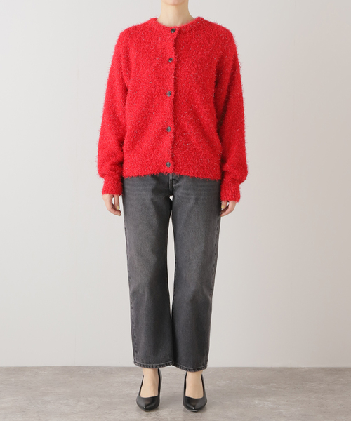 JOURNAL STANDARD（ジャーナルスタンダード）の「フェザーヤーン2WAYカーディガン（カーディガン/ボレロ・レディース・レッド/ブラック・FREE）」の10枚目の写真