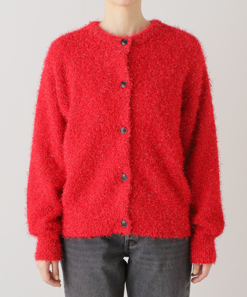 JOURNAL STANDARD（ジャーナルスタンダード）の「フェザーヤーン2WAYカーディガン（カーディガン/ボレロ・レディース・レッド/ブラック・FREE）」の11枚目の写真