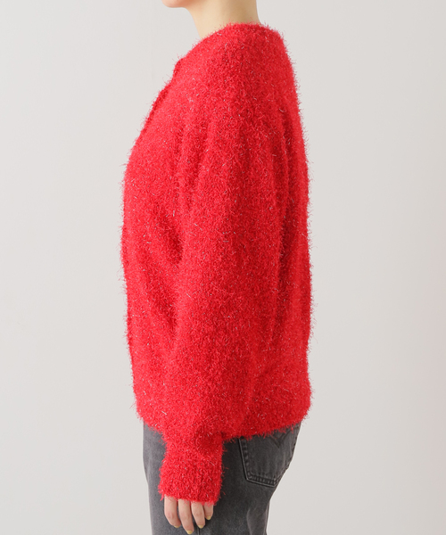 JOURNAL STANDARD（ジャーナルスタンダード）の「フェザーヤーン2WAYカーディガン（カーディガン/ボレロ・レディース・レッド/ブラック・FREE）」の12枚目の写真