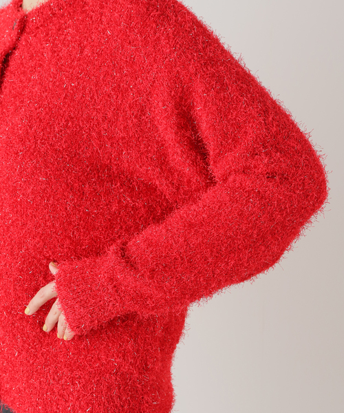 JOURNAL STANDARD（ジャーナルスタンダード）の「フェザーヤーン2WAYカーディガン（カーディガン/ボレロ・レディース・レッド/ブラック・FREE）」の17枚目の写真