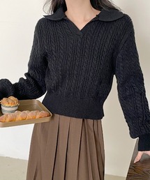 スキッパーケーブルニット