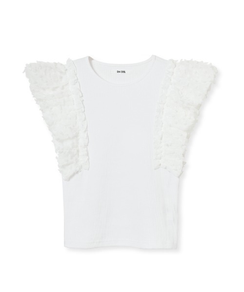SNIDEL（スナイデル）の「シアースリーブリブカットソー（Tシャツ/カットソー・レディース・ホワイト/ピンクベージュ/ブラック・FREE）」の14枚目の写真
