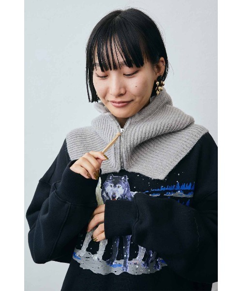 MEDE19F(メデジュウキュウ)の「MEDE19F ジップ遣いのバラクラバ(ネックウォーマー/スヌード・レディース・アイボリー/グレー・ONE SIZE)」の3枚目の写真