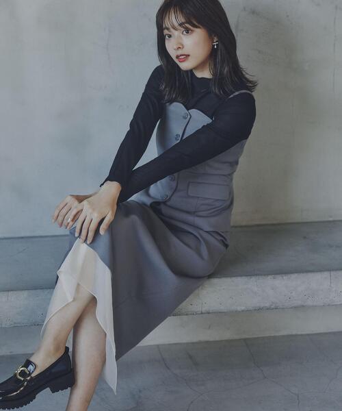 PROPORTION BODY DRESSING（プロポーションボディドレッシング）の「シアーレイヤードアイラインスカート / 1214120206（スカート・レディース・ベージュ/ダークグレー・MEDIUM/SMALL）」の3枚目の写真