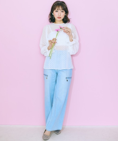 marun(マルン)の「<大きいサイズ> シフォンドビーブラウス marun(シャツ/ブラウス・レディース・オフホワイト・4L/5L/L/LL/3L)」の20枚目の写真