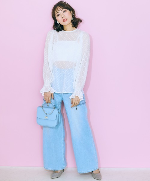 marun(マルン)の「<大きいサイズ> シフォンドビーブラウス marun(シャツ/ブラウス・レディース・オフホワイト・4L/5L/L/LL/3L)」の2枚目の写真