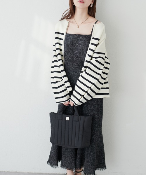 natural couture(ナチュラルクチュール)の「裾フレア切替ツイードキャミワンピース(ワンピース・レディース・オフホワイト/ブラウン/ブラック・FREE)」の11枚目の写真