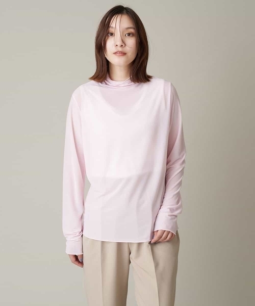 a.v.v（アーヴェヴェ）の「シアーハイネックトップス（Tシャツ/カットソー・レディース・アイボリー/ホワイト/チャコールグレー/ライトピンク・38/36/42/34/40）」の10枚目の写真