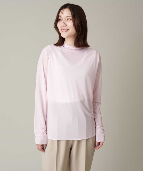 a.v.v（アーヴェヴェ）の「シアーハイネックトップス（Tシャツ/カットソー・レディース・アイボリー/ホワイト/チャコールグレー/ライトピンク・38/36/42/34/40）」の11枚目の写真