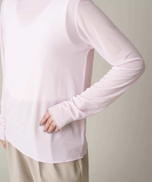 a.v.v（アーヴェヴェ）の「シアーハイネックトップス（Tシャツ/カットソー・レディース・アイボリー/ホワイト/チャコールグレー/ライトピンク・38/36/42/34/40）」の15枚目の写真