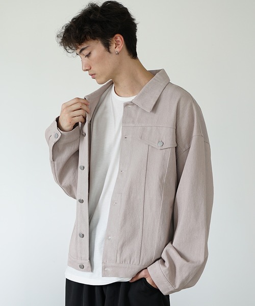 MinoriTY（マイノリティ）の「【MinoriTY】カラーデニムジャケット ジージャン メンズ オーバーサイズ ビッグシルエット ルーズフィット 秋服（デニムジャケット・メンズ・ピンク/カーキ/ブルー/チャコール・S/M/L）」の13枚目の写真