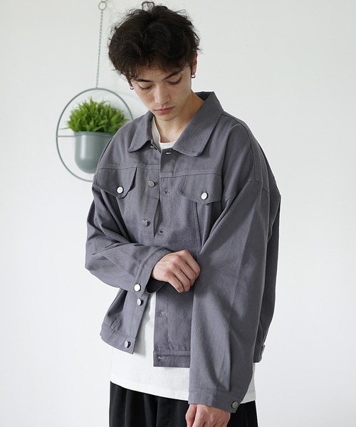 MinoriTY（マイノリティ）の「【MinoriTY】カラーデニムジャケット ジージャン メンズ オーバーサイズ ビッグシルエット ルーズフィット 秋服（デニムジャケット・メンズ・ピンク/カーキ/ブルー/チャコール・S/M/L）」の7枚目の写真