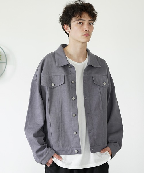 MinoriTY（マイノリティ）の「【MinoriTY】カラーデニムジャケット ジージャン メンズ オーバーサイズ ビッグシルエット ルーズフィット 秋服（デニムジャケット・メンズ・ピンク/カーキ/ブルー/チャコール・S/M/L）」の5枚目の写真