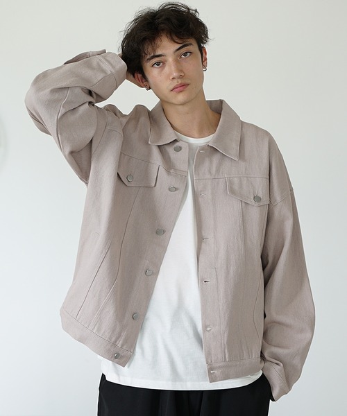 MinoriTY（マイノリティ）の「【MinoriTY】カラーデニムジャケット ジージャン メンズ オーバーサイズ ビッグシルエット ルーズフィット 秋服（デニムジャケット・メンズ・ピンク/カーキ/ブルー/チャコール・S/M/L）」の11枚目の写真