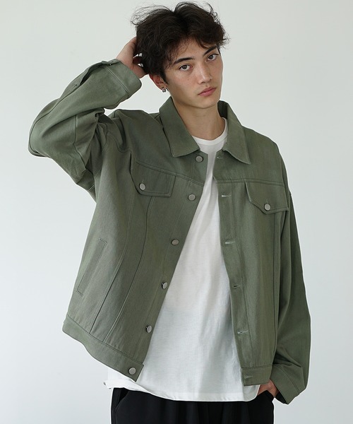 MinoriTY（マイノリティ）の「【MinoriTY】カラーデニムジャケット ジージャン メンズ オーバーサイズ ビッグシルエット ルーズフィット 秋服（デニムジャケット・メンズ・ピンク/カーキ/ブルー/チャコール・S/M/L）」の17枚目の写真