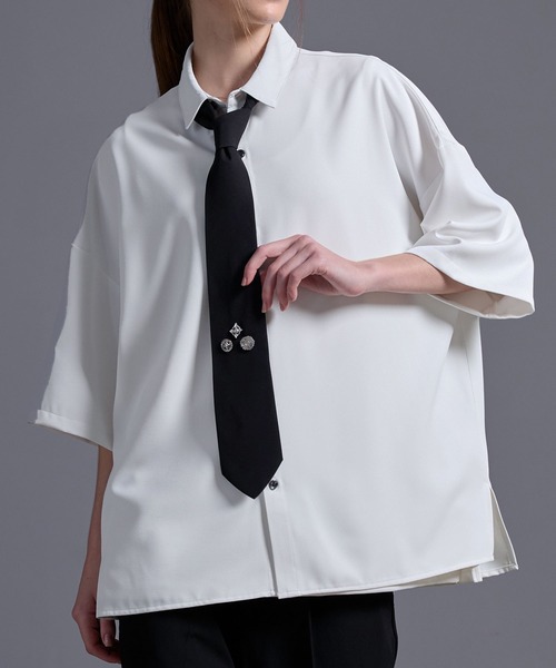 Loose/ルース（ルース）の「メタルパーツ モードネクタイ（ネクタイ・メンズ・ブルー系/グレー系/グレー/ブラック・FREE）」の6枚目の写真