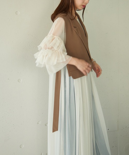 MAISON BREEZE reveur(メゾンブリーズレヴール)の「【MAISON BREEZE reveur】テーラードショートトレンチベスト trc(ベスト・レディース・ブラック/モカ・FREE)」の14枚目の写真