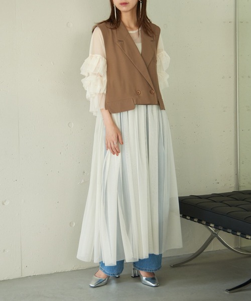 MAISON BREEZE reveur(メゾンブリーズレヴール)の「【MAISON BREEZE reveur】テーラードショートトレンチベスト trc(ベスト・レディース・ブラック/モカ・FREE)」の16枚目の写真