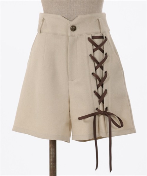 axes femme POETIQUE(アクシーズファムポエティック)の「レースアップショートパンツ(その他パンツ・レディース・ネイビー/ブラック/ベージュ・MEDIUM)」の6枚目の写真