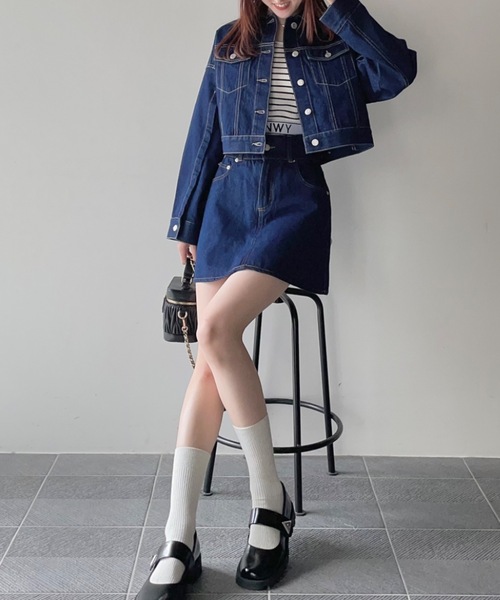 one way（ワンウェイ）の「デニムミニスカート / サイズ展開あり（デニムスカート・レディース・ダークブルー/ホワイト/ブラック/ブルー・MEDIUM/SMALL）」の10枚目の写真