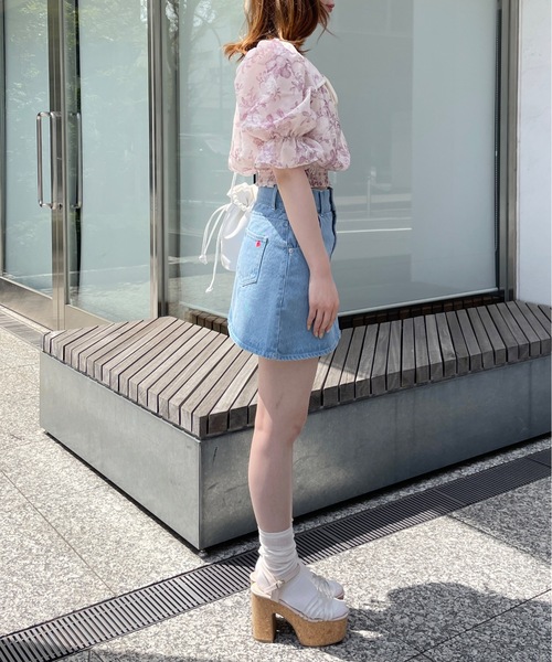 セール【Off-White】デザインデニムミニスカート★送料関税込 セール】デニムミニスカート / サイズ展開あり(デニムスカート