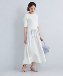 green label relaxing | タフタ ドッキング ニット ワンピース ホワイト -ウォッシャブル-(ワンピース)