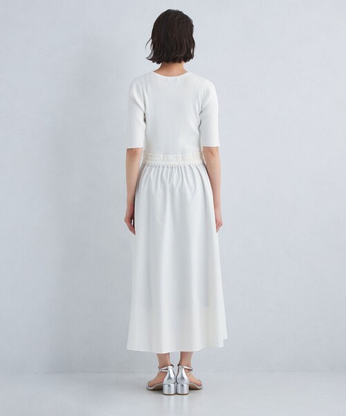 green label relaxing（グリーンレーベルリラクシング）の「タフタ ドッキング ニット ワンピース ホワイト -ウォッシャブル-（ワンピース・レディース・ホワイト・FREE）」の6枚目の写真