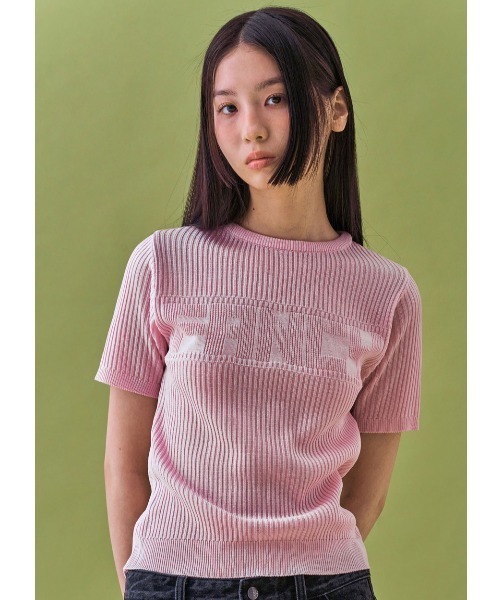 tシャツ A'GEM/9 × .kom 「 FANCY CLUB/ファンシークラブ」 INNOCENCE KNIT TEE/ニットTシャツ レディース A'GEM/9 × .kom 『 FANCY CLUB/ファンシークラブ』 INNOCENCE
