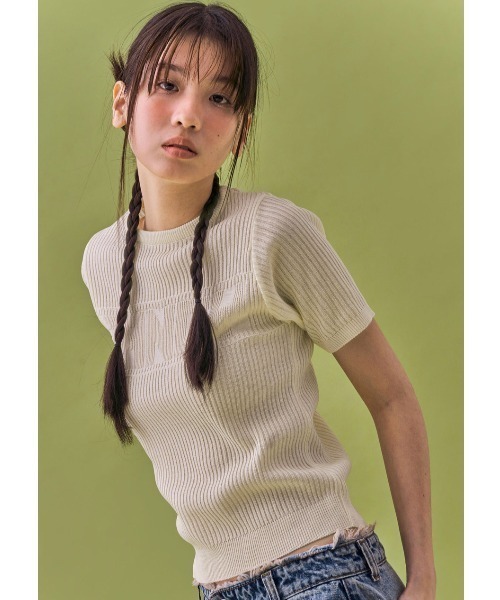 tシャツ A'GEM/9 × .kom 「 FANCY CLUB/ファンシークラブ」 INNOCENCE KNIT TEE/ニットTシャツ レディース FANCY CLUB tシャツ A'GEM/9 × .kom 「 CLUB/ファンシークラブ