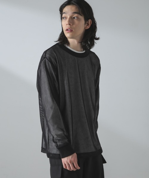 NANO universe(ナノユニバース)の「アンサンブルメッシュTシャツ 長袖(アンサンブル・メンズ・ネイビー/ブラック/ホワイト・S/M/L)」の12枚目の写真