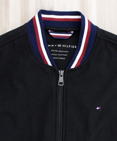 TOMMY HILFIGER（トミーヒルフィガー）の「ライトウエイト バーシティ リブ ニット ボンバー ジャケット Lightweight Varsity Rib Knit Bomber Jacket（ブルゾン・メンズ・ブラック/グレー・L/M/S/XL）」の4枚目の写真