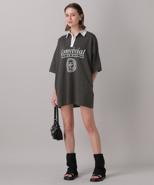 FOREVER 21(フォーエバー トゥエンティーワン)の「【2024SS】ロゴプリントラガーシャツワンピース(シャツワンピース・レディース・チャコールグレー/ホワイト・FREE)」の5枚目の写真