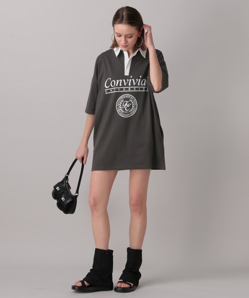FOREVER 21(フォーエバー トゥエンティーワン)の「【2024SS】ロゴプリントラガーシャツワンピース(シャツワンピース・レディース・チャコールグレー/ホワイト・FREE)」の6枚目の写真