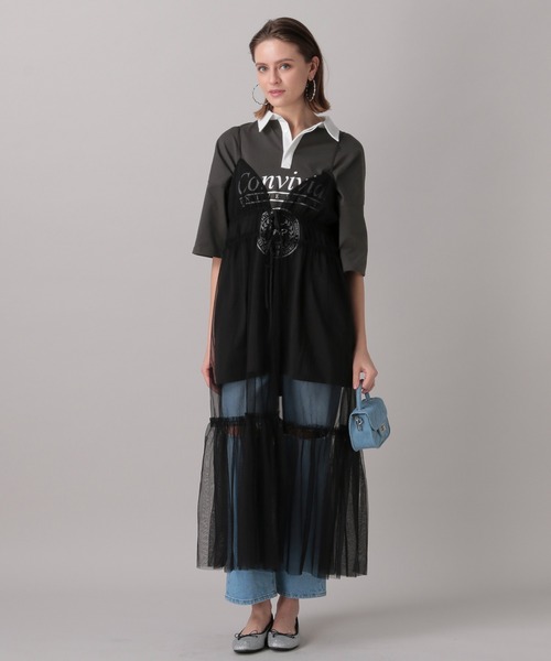 FOREVER 21(フォーエバー トゥエンティーワン)の「【2024SS】ロゴプリントラガーシャツワンピース(シャツワンピース・レディース・チャコールグレー/ホワイト・FREE)」の4枚目の写真