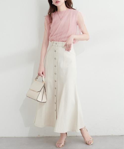 natural couture（ナチュラルクチュール）の「【WEB限定】チュール×ニットレイヤードニット（タンクトップ・レディース・ライトグレー/ブラック/ベージュ/オフホワイト/ピンク/ブラック系その他/チャコールグレー・FREE）」の13枚目の写真