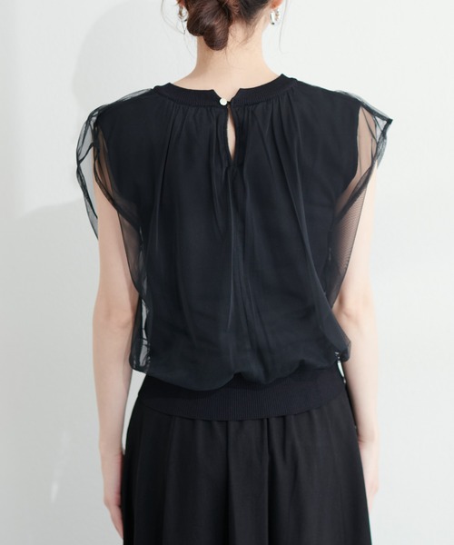 natural couture（ナチュラルクチュール）の「【WEB限定】チュール×ニットレイヤードニット（タンクトップ・レディース・ライトグレー/ブラック/ベージュ/オフホワイト/ピンク/ブラック系その他/チャコールグレー・FREE）」の20枚目の写真