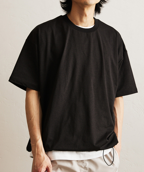 417 EDIFICE（フォーワンセブンエディフィス）の「”UVカット・吸水速乾・防シワ” PERFECTECH / パーフェクテック Tシャツ（Tシャツ/カットソー・メンズ・ベージュ/ホワイト/ブラック/チャコールグレー/ブルー・SMALL/MEDIUM/LARGE）」の3枚目の写真