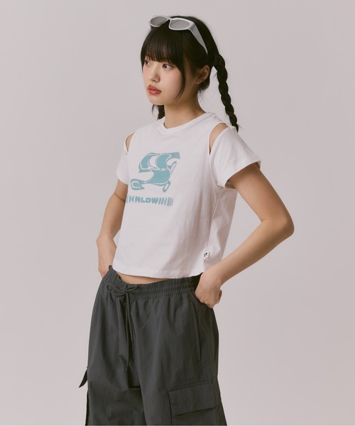 WOMAN) WAVE Symbol Cut out SHORT SLEEVE T-Shirt（Tシャツ