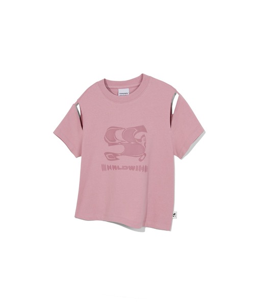 tシャツ (WOMAN) WAVE Symbol Cut out SHORT SLEEVE T-Shirt レディース メンズ 女人）波浪符号切出短袖T恤– YZ