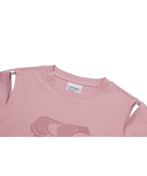 CODEGRAPHY★(W)WAVE Logo Symbol Coloring Short Sleeve Hoodie WOMAN) WAVE Symbol Cut out SHORT SLEEVE T-Shirt（Tシャツ