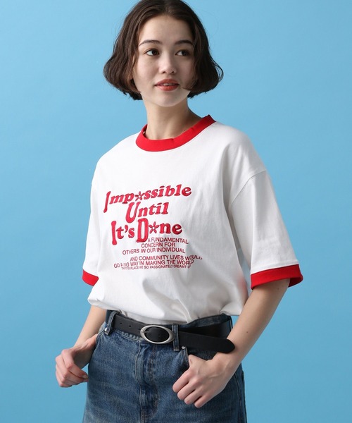 PBLIM(ページボーイリム)の「PBLIM/フラワーリンガーT(Tシャツ/カットソー・レディース・オフホワイト/グレー・FREE)」の2枚目の写真