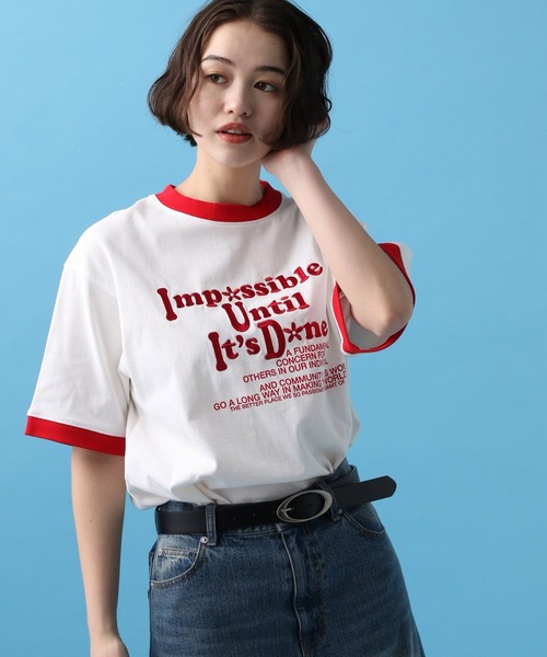 PBLIM(ページボーイリム)の「PBLIM/フラワーリンガーT(Tシャツ/カットソー・レディース・オフホワイト/グレー・FREE)」の3枚目の写真