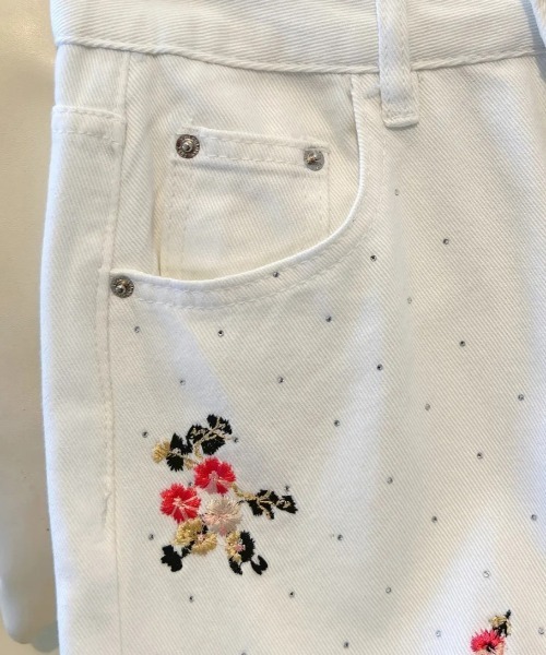 bluelea ブルレア embroidery 花柄刺繍 パンツ XS bluelea ブルレア embroidery 花柄刺繍 パンツ XS - メルカリ