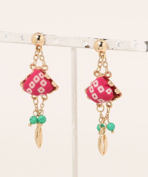 チャイハネ(チャイハネ)の「【チャイハネ】ジオカウリーピアス(ピアス(両耳用)・レディース・グリーン/パープル/オレンジ/ピンク・FREE)」の3枚目の写真