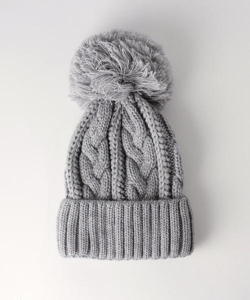 UNITED ARROWS（ユナイテッドアローズ）の「＜McBURN（エムシーバーン）＞ CABLE PON KNIT キャップ◆（ニットキャップ/ビーニー・レディース・ブラック/ライトグレー/ケリー/ネイビー・フリー）」の5枚目の写真