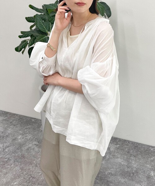 【新品未使用】Fredy emue リネン混スキッパーボリュームブラウス fredy emue（フレディエミュ）の「リネン混スキッパーボリューム