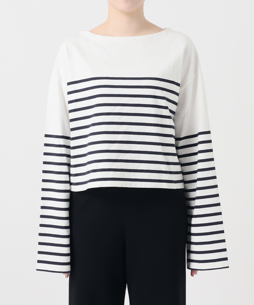 Deuxieme Classe(ドゥーズィエムクラス)の「Cropped Stripe Tシャツ(Tシャツ/カットソー・レディース・ネイビー・FREE)」の16枚目の写真