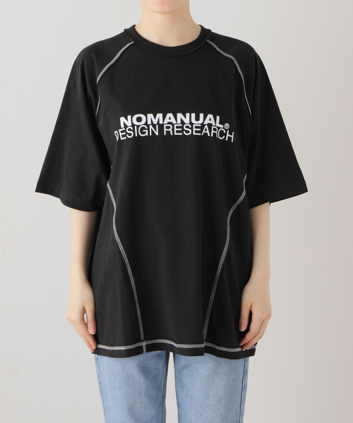 NOMANUAL(NOMANUAL)の「NOMANUAL S.C.L T-SH NM52TS0 7M1(Tシャツ/カットソー・レディース・ホワイト/ブラック・LARGE)」の1枚目の写真