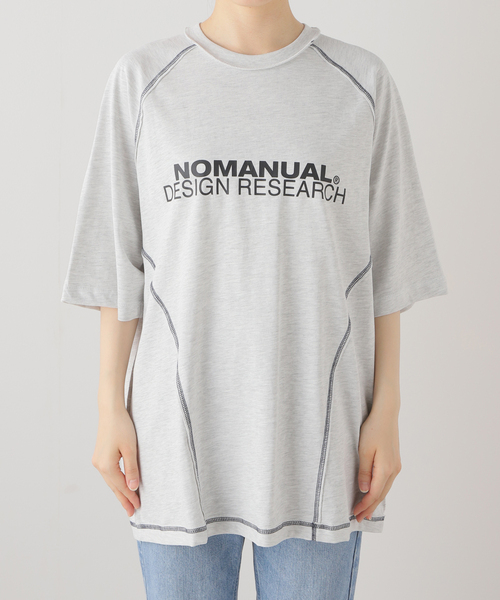 NOMANUAL(NOMANUAL)の「NOMANUAL S.C.L T-SH NM52TS0 7M1(Tシャツ/カットソー・レディース・ホワイト/ブラック・LARGE)」の3枚目の写真