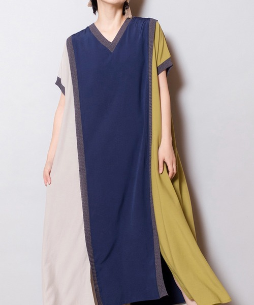 OSMOSIS（オズモーシス）の「リブ切替ワンピース（ワンピース・レディース・ネイビー/ブラック/カーキ/アイボリー・ONE SIZE）」の4枚目の写真